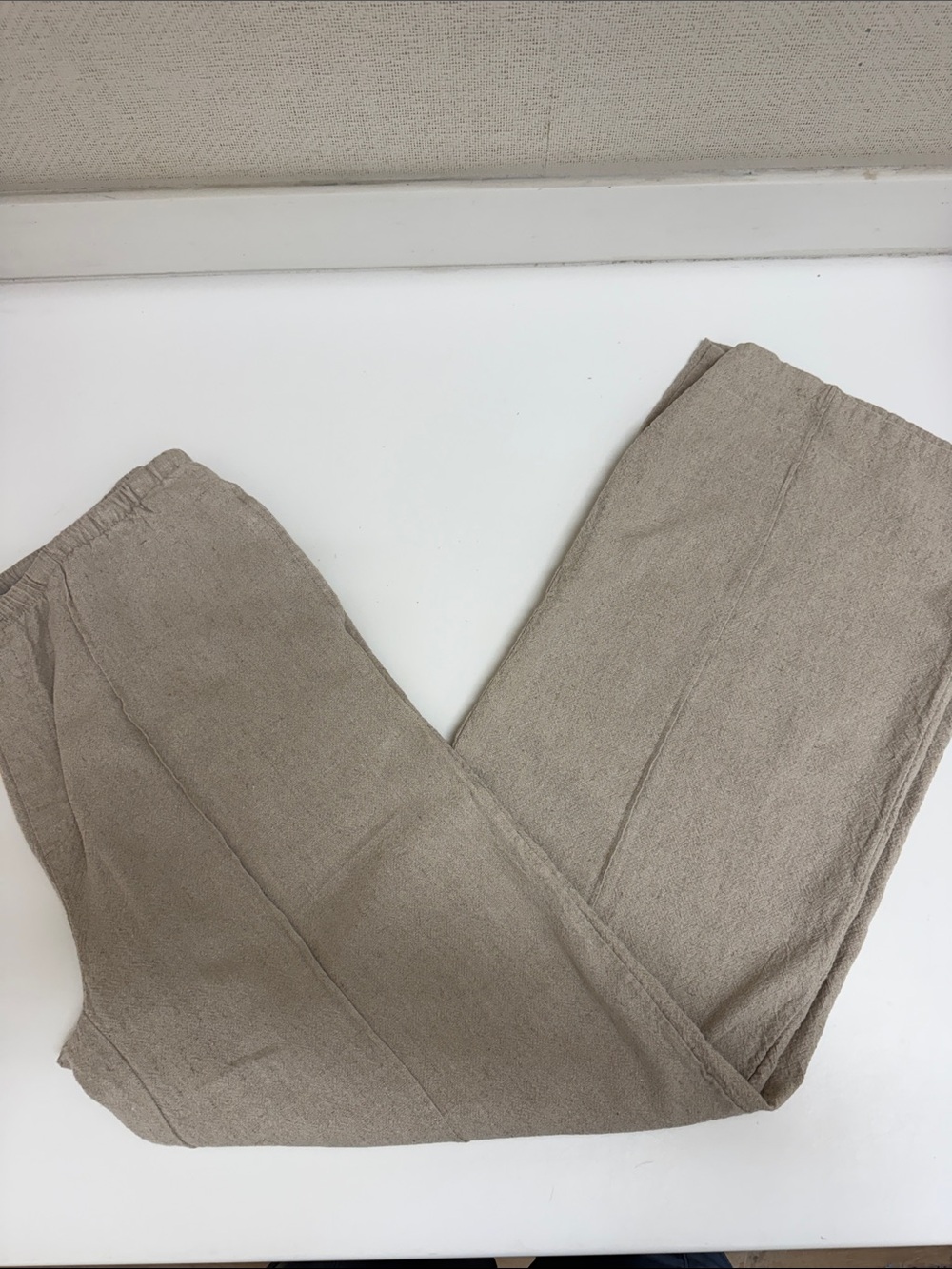 Free People Casual Linen-Blend Pants in Beige